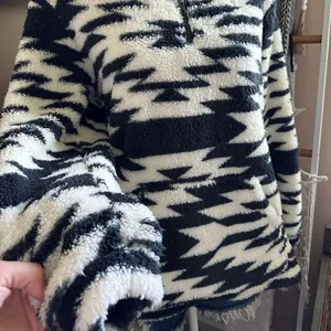 Natural Reflections Geometric Print Sherpa Pullover Quarter Zip Sweater thumbnail 4