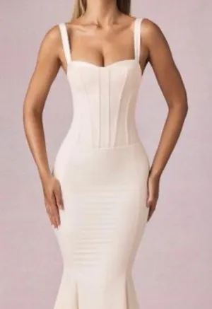 Oh Polly Valentina Layered Bra-Detail Fishtail Midaxi Dress Size 0 New thumbnail 1