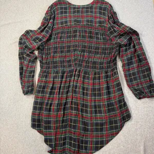 Torrid Womens Plus Size 2 (2X) Black Red Green Plaid Smocked Blouse Top High Low thumbnail 9