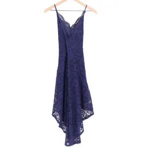 Windsor Navy Blue Lace High-Low V-Neck Formal Dress Small thumbnail 4