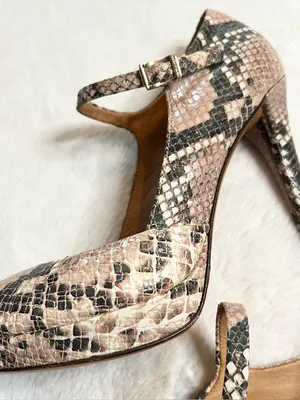 Coach Snake Print Peep Toe Mary Jane High Heels Size 6 Shawna Python Animal thumbnail 10