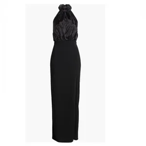 Lulus Organza & Crepe Halter Gown Dress, Cocktail‎ Party Black, Size XL, NWT thumbnail 7