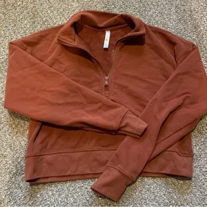 Fabletics Kat Half Zip Pullover Java Brown Cropped Sweatshirt Size Small thumbnail 6