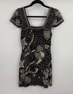 Loveshackfancy party embroidered sequence star mini Davis dress size small 4 thumbnail 1