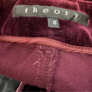 Theory Ruched Velvet Pants 8 Mulberry Purple Y2K Low Rise Slim Leg Stretch USA thumbnail 7