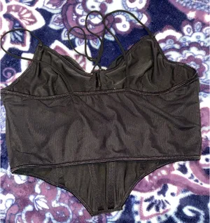 Black Corset Style Cropped Tank thumbnail 2