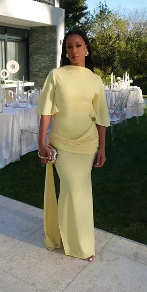 Zara Elegant Butter Yellow Gown - Floor-Length Formal Dress thumbnail 1