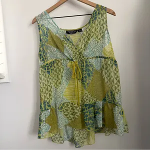Y2K Large Geometric Patchwork Babydoll‎ Tank Lightweight Fairy Forest goblin thumbnail 2