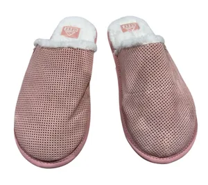 Reef Women's Cozy Slippers Leather Upper Light Pink Faux Fur Size US 7 EU 37.5 thumbnail 1