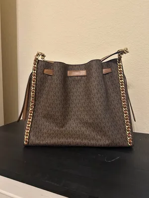 Michael Kors Mina Large Belted Chain Shoulder Bag, Brown thumbnail 2