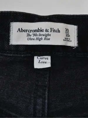 Abercrombie & Fitch Women's 30/10 The 90's Straight Ultra High Rise Jean Black thumbnail 9