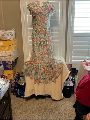 Cato Coral & Teal Floral Print Maxi Dress thumbnail 3