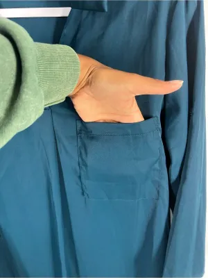 NWT Halara Ink Green Roll-Up Sleeve Relaxed Work Shirt Dress M thumbnail 7