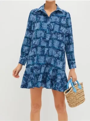 Tuckernuck Callahan Shirt Dress in Trellis Vine Crepe thumbnail 1