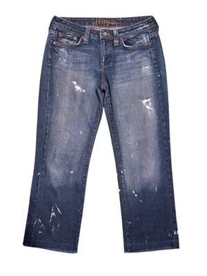 Hippie Vintage Y2K Paint Splatter Straight Leg Jeans Size 29 100% Cotton Raw Hem thumbnail 1