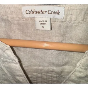 Coldwater Creek 100% Linen Tan Cream‎ Button Up Top Small Pintuck Lightweight thumbnail 5