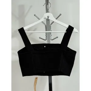Reformation Chrissy Denim Crop Top Black Women’s Size 8 Button Front Tank NWT thumbnail 3