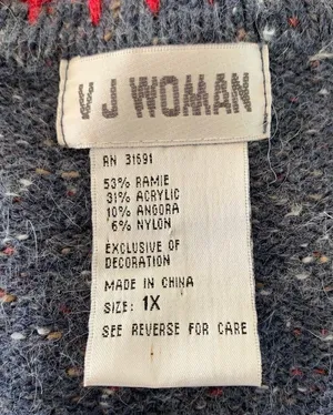 Vintage VJ Woman Angora Christmas Holiday Snowman V Neck Sweater Cardigan 1X thumbnail 6