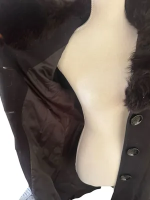 Michael Kors Faux Fur Trim Wool Blend Coat Black 12 thumbnail 3