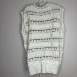 Zara oversized knit sweater vest v neck light weight cream size small thumbnail 3