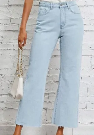 Essnce Solid Raw Hem Jeans Size 26 ( US 2) Blue thumbnail 1