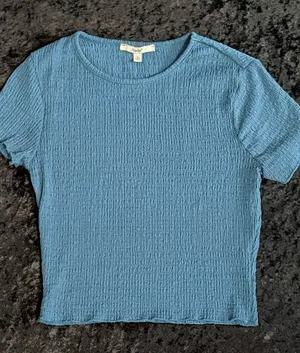 Papaya Dark Blue Short Sleeve Textured Knit Top thumbnail 1
