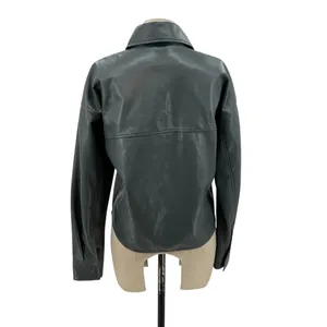 Aritzia Babaton Pelli Hip Shirt Jacket Vegan‎ Leather Shacket Gray Green XS thumbnail 10