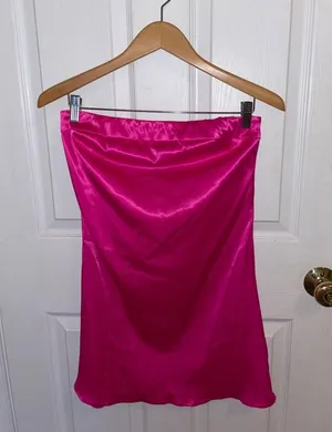 Strapless satin hot pink Dress thumbnail 1