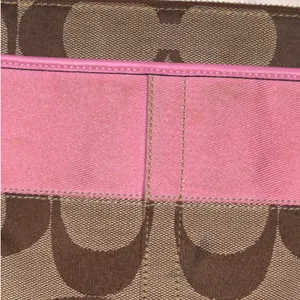 Coach Signature Stripe Swingpack Crossbody Bag Pink Tan Y2K Small Purse thumbnail 12