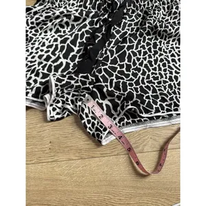 NWOT‎ Womens Loft black white leopard print satin button up shorts pajamas MP SP thumbnail 7