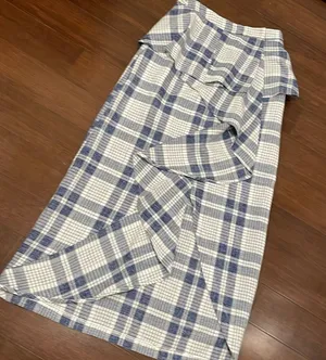 Endless Rose Blue Plaid Peplum  Wrap Skirt thumbnail 1