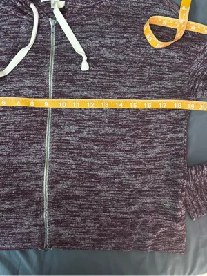 American Eagle Women's Marled burgundy wine red Zip-Front Hoodie crop top small thumbnail 10