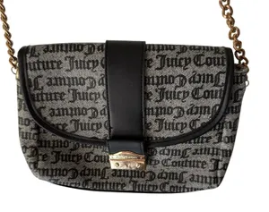 Juicy Couture Shoulder Bag Womens Black Monogram Chain Strap Purse Handbag Logo‎ thumbnail 1