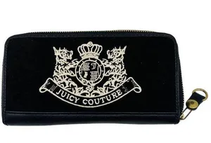 RARE NEW Y2K Original Juicy Couture Black Velour Scottie Dog Long Wallet 8" NWOT thumbnail 1