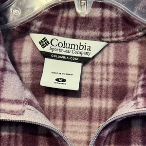 Columbia Women's Burgundy Checkered Fleece Vest M thumbnail 2