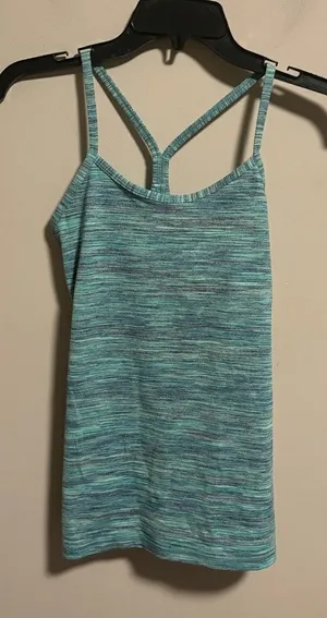 Lululemon Power Y Tank Heathered Green Tank Top- Size 4 thumbnail 1