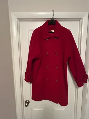Lauren Meren Wool Red coat Red size 14 Double Breasted sleeves with tailored button thumbnail 3