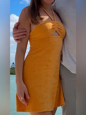 Orange terry cloth mini dress thumbnail 3