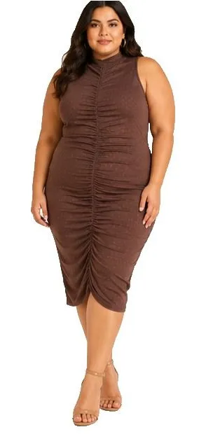 Sofia Jeans Womens Dress Sz XXL French Roast Gathered Front Rhinestone Cocktail thumbnail 1