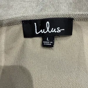 Lulus Wrap Mini Dress Size Large Taupe Brushed Corduroy Button Up Mod Academia thumbnail 7