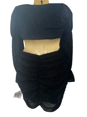 ASOS Black Sparkle Cutout Ruched Mini Dress thumbnail 3