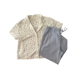 Gilly Hicks Sleep Pajama Top Large White Floral Swiss Dot 100% Cotton Button thumbnail 2