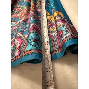 Flying Tomato Paisley Maxi Dress Womens Large Blue Yellow Smocked Strapless Boho thumbnail 2