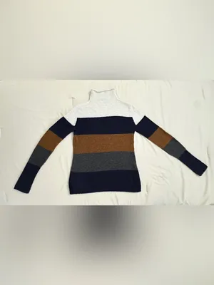 Madewell Inland Striped Turtleneck Sweater Coziest Yarn – Heather Platinum – XS thumbnail 4