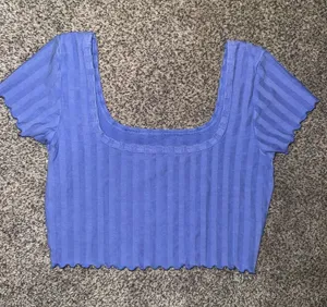 OFFLINE By Aerie OG Groove Blue Square Neck Ribbed Crop Top thumbnail 1