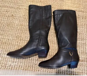 Selby ComfortFlex Brown Leather Riding Boots Low Heel Women’s 7M Brazil thumbnail 1