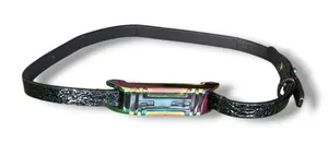 Tory Burch Fitbit Flex Double Wrap Bracelet Black Leather Iridescent Oil Slick thumbnail 1