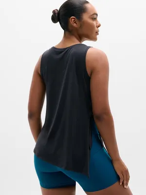 New Athleta M Move With Ease Asym Tie Tank Medium Regular Black thumbnail 5