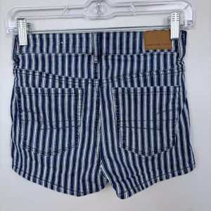 American Eagle Outfitters Womens High‎ Waisted Striped Denim Shorts Size 0 thumbnail 3