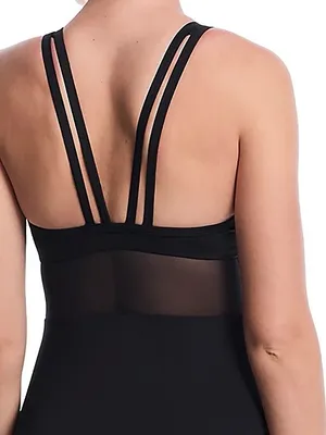 Nike Black Mesh-Inset High-Neck One-Piece Swimsuit size XL thumbnail 9